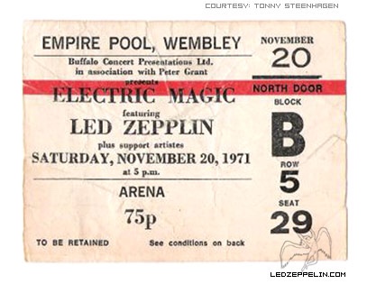 Led Zeppelin, Empire Pool, Wembley – 21 November 1971