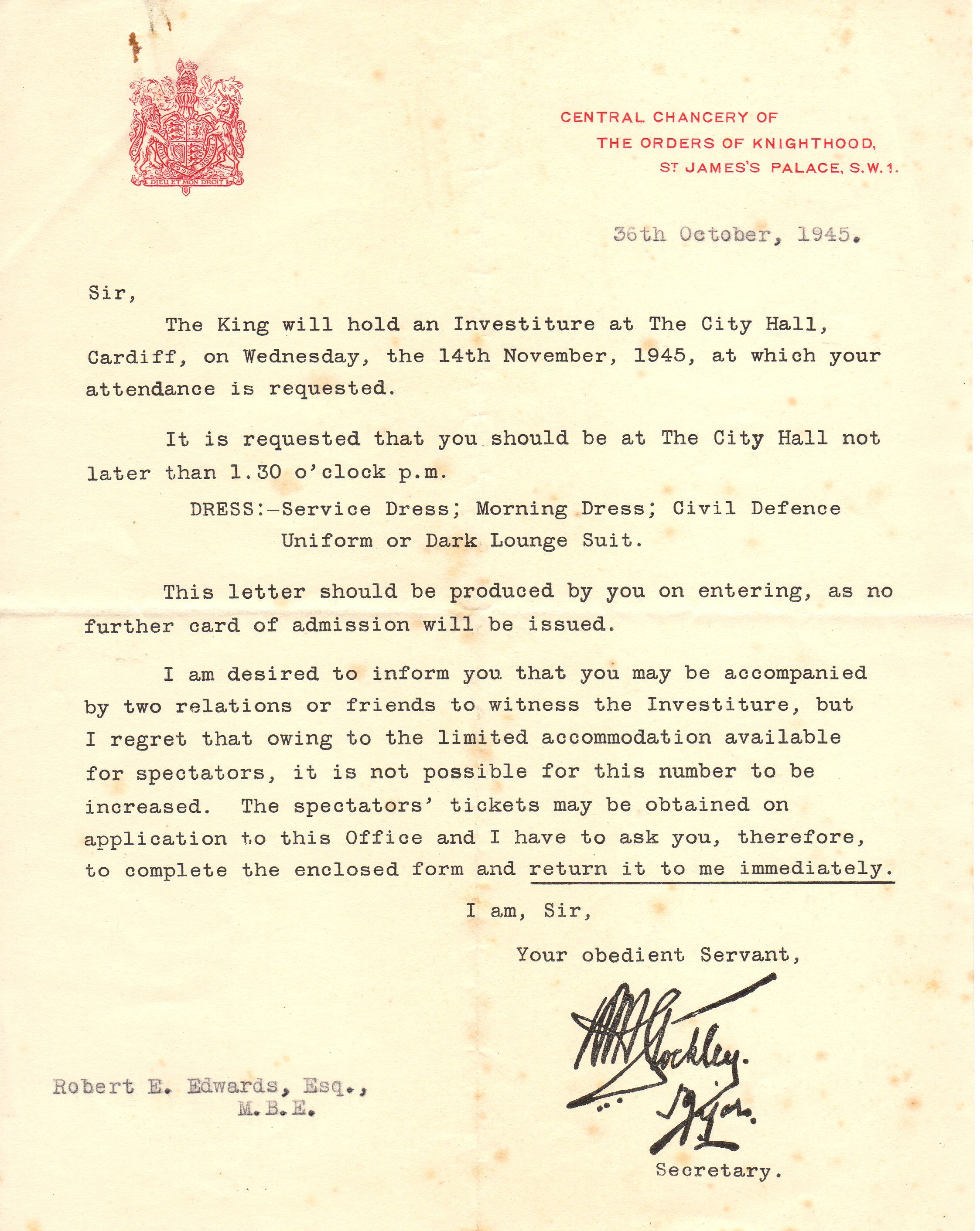 Taid MBE Investiture letter001